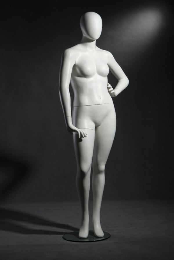 Bella, Fiberglass Matte White Headless Plus Size Female Mannequin