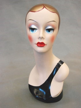Vintage Styrofoam/Plastic Face Shell Woman's Mannequin Head Wig Display +  Wigs
