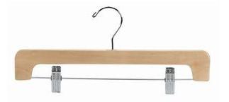 Flat Skirt/Slack Hanger - Natural & Chrome Wood Hangers